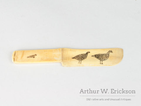 Small Inuit Scrimshawed Ivory Letter Opener