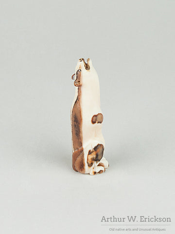 Howling Fox, Wolf,  or Dog Walrus Ivory Carving