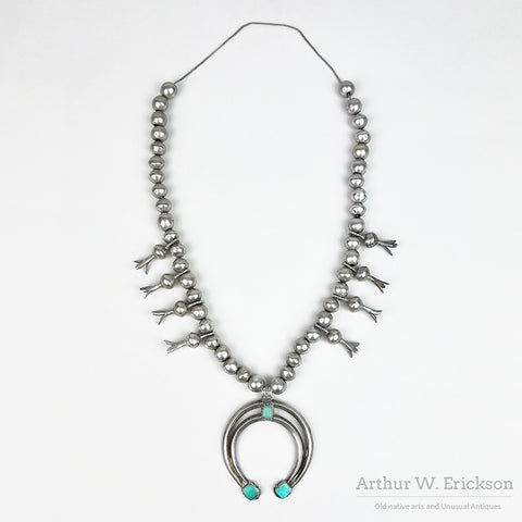 Early 20th Century Coin Silver Squash Blossom Necklace