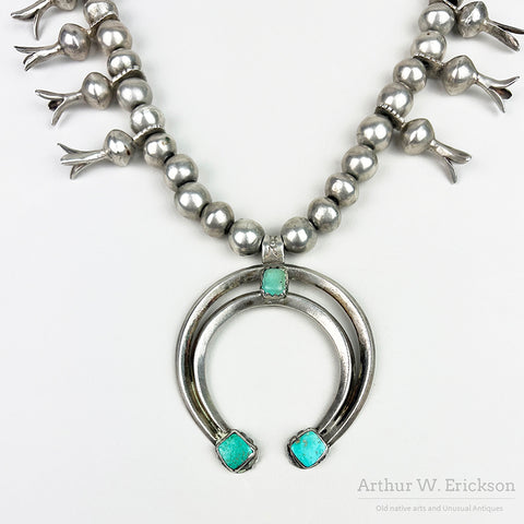Early 20th Century Coin Silver Squash Blossom Necklace