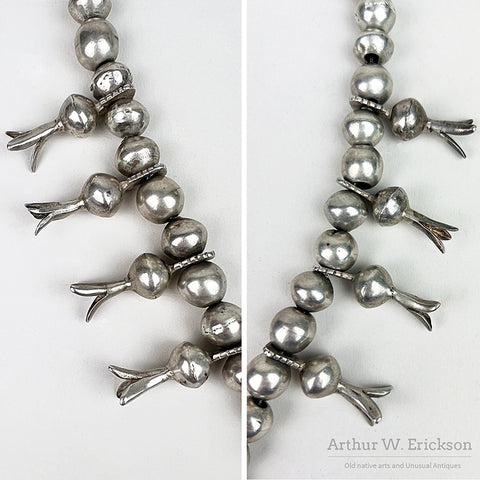 Early 20th Century Coin Silver Squash Blossom Necklace