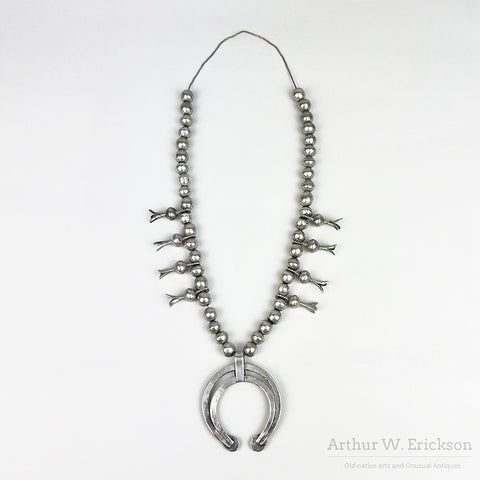 Early 20th Century Coin Silver Squash Blossom Necklace