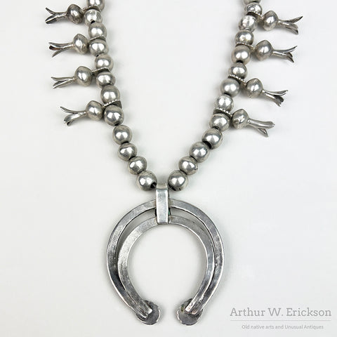 Early 20th Century Coin Silver Squash Blossom Necklace