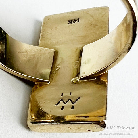 Fine Mosaic Inlay and Gold Ring and Cuff Set by Alan Wallace