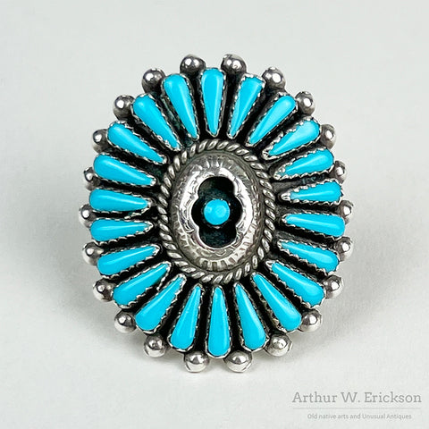 Navajo Turquoise Cluster Work Ring by Andrew and Vivian Ned