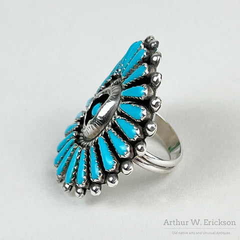 Navajo Turquoise Cluster Work Ring by Andrew and Vivian Ned