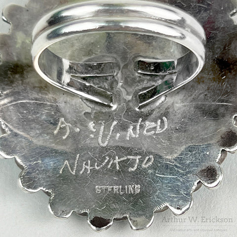Navajo Turquoise Cluster Work Ring by Andrew and Vivian Ned