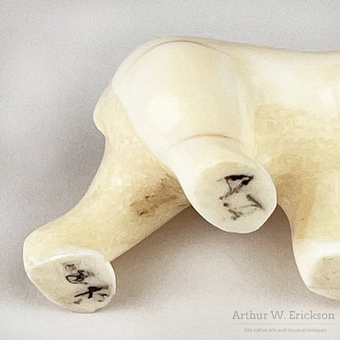 Inuit Carved Ivory Polar Bear on the Prowl