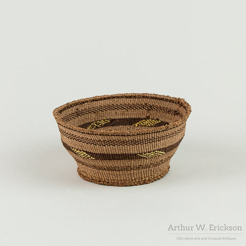 Klamath Basket with Yellow Quill Work
