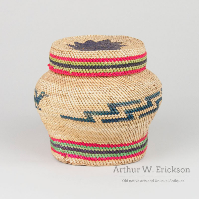 Large Makah Lidded Jar Shaped Basket