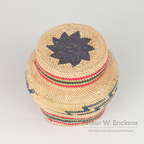 Large Makah Lidded Jar Shaped Basket
