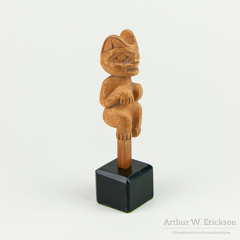 Northwest Coast Wood Carving of Bear Finial