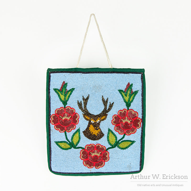 Plateau Beaded Bag with Elk Head and Flowers