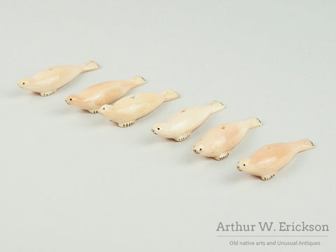 Six Inuit Ivory Seal Buttons