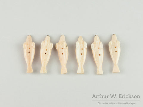 Six Inuit Ivory Seal Buttons