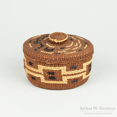 Tsimshian Basket with "Alaska" on the Lid