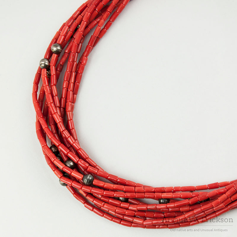 Collana Di Perle In Conchiglia Corallo Rosso Naturale – 8/10/12 Mm, Lunghezza 18 Pollici – Fatto A Mano - Foto 2