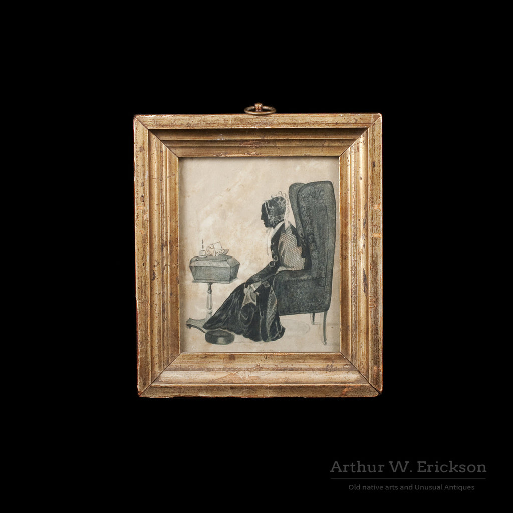 American Painted Silhouette of a woman in a Wingback Chair - Arthur W. Erickson - 1