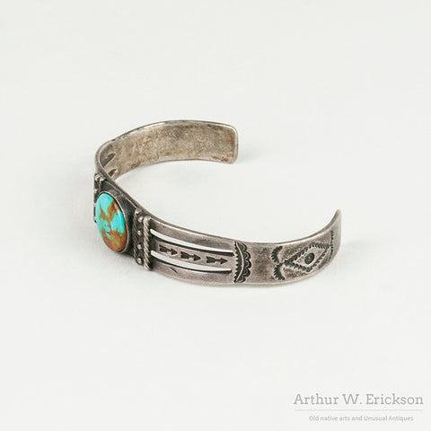1940s Navajo Silver and Turquoise Cuff Bracelet