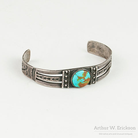 1940s Navajo Silver and Turquoise Cuff Bracelet
