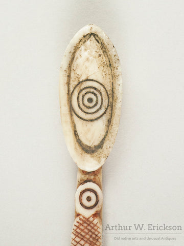 Yupik Walrus Ivory Spoon with Circle and Dot Motif