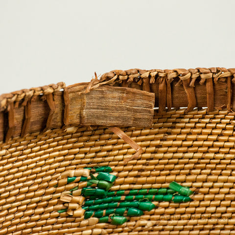 Makah Lidded Basket with woven "1918" and "Ellen"