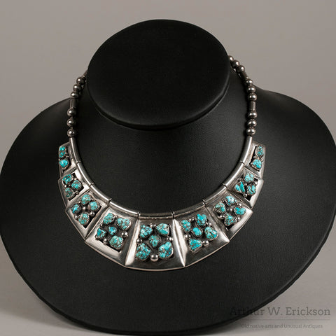 Frank Patania Sr. Sterling Silver and Nugget Turquoise Necklace