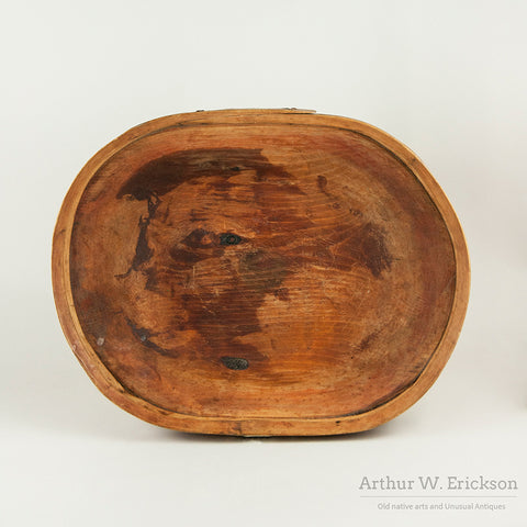 Large Yupik Wood Food Bowl with Ivory Inlay
