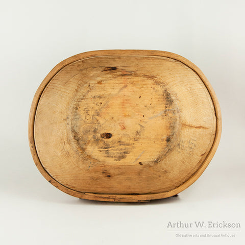 Large Yupik Wood Food Bowl with Ivory Inlay