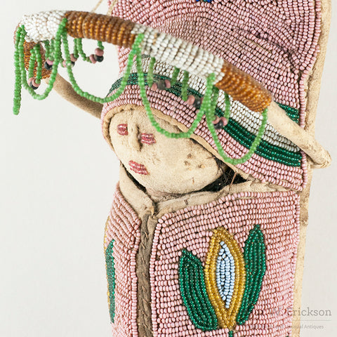 Beaded Plateau Doll Cradle with Doll