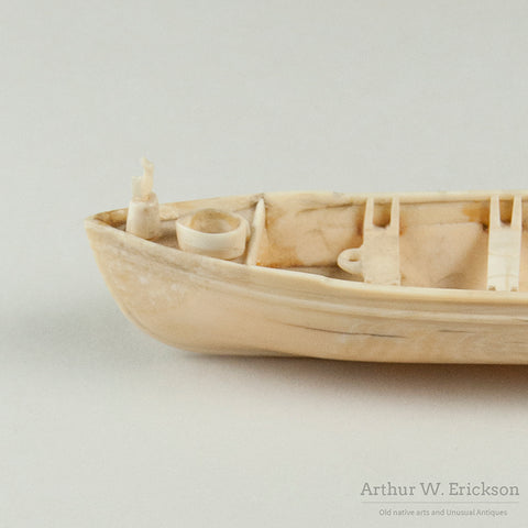 Carved Ivory Model of 19th C Whale Boat