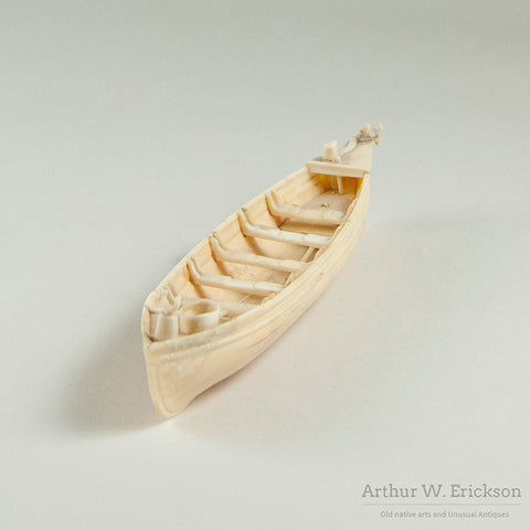 Carved Ivory Model of 19th C Whale Boat
