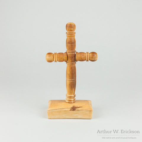 Carved Walrus Ivory Russian Cross on Ivory Base