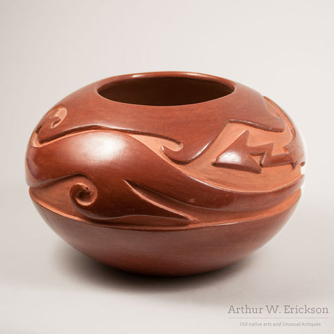 Large Christina Naranjo (1891-1980) Redware Pot with Avanyu