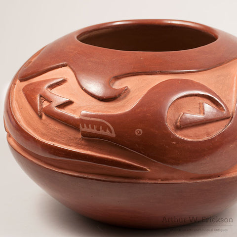 Large Christina Naranjo (1891-1980) Redware Pot with Avanyu