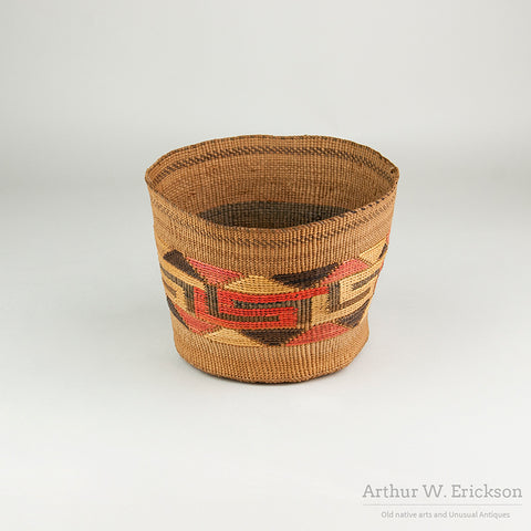 Colorful C. 1910 Tlingit Basket