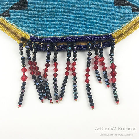 Double-Sided Plateau Beaded Flat Bag with Bead Fringe