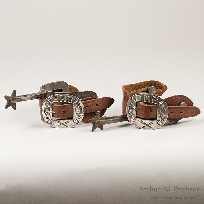 Historic Pair Kelly Spurs with Heavy Navajo Silver Buckles