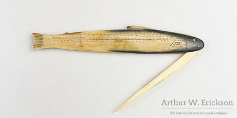 Eskimo Carved Ivory Fish Toothpick
