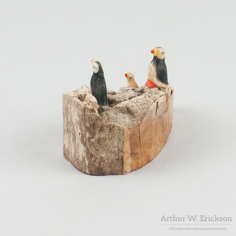 Eskimo Carved Puffin Rookery