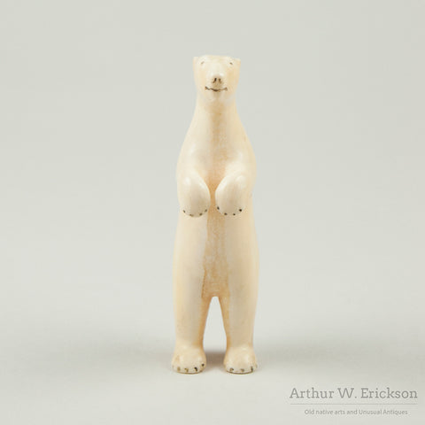 Eskimo Carved Walrus Ivory Standing Polar Bear