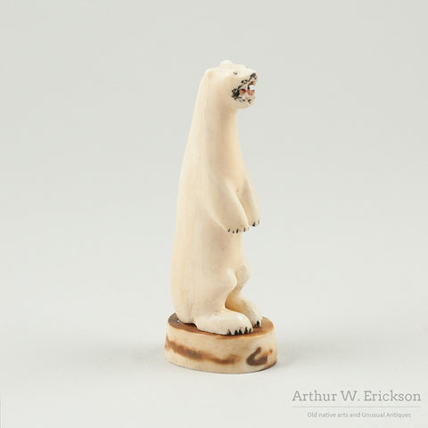 Eskimo Carved Walrus Ivory Standing Polar Bear