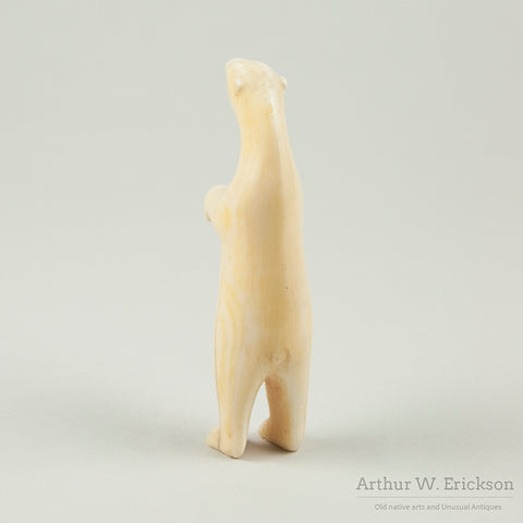 Eskimo Carved Walrus Ivory Standing Polar Bear