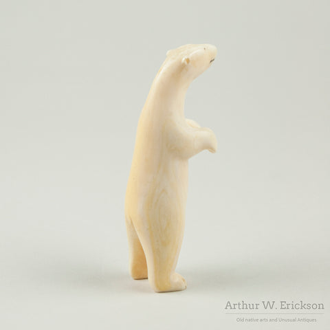 Eskimo Carved Walrus Ivory Standing Polar Bear