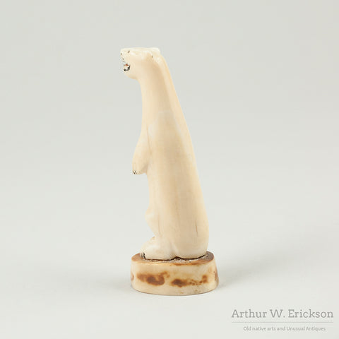 Eskimo Carved Walrus Ivory Standing Polar Bear