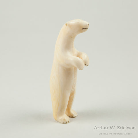 Eskimo Carved Walrus Ivory Standing Polar Bear