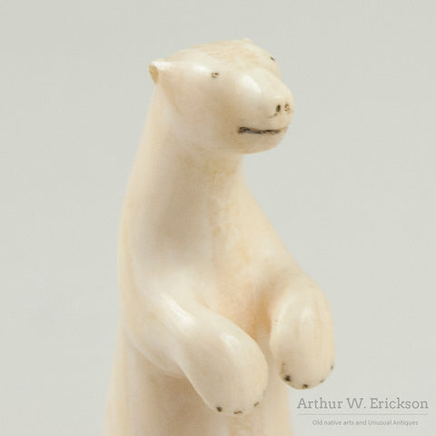 Eskimo Carved Walrus Ivory Standing Polar Bear