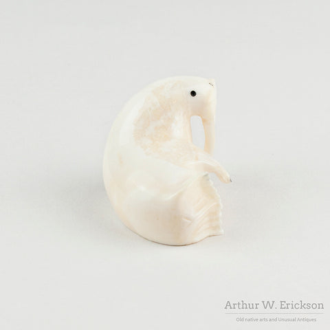 Small Ivory Walrus with Long Tusks