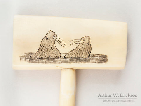 Eskimo Ivory gavel with Seal Head Handle