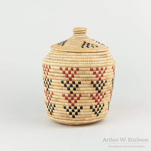Eskimo Lidded Basket with Sealgut Design